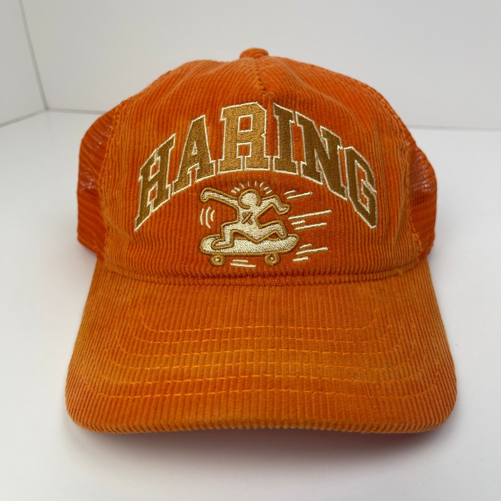 Keith Haring Mad Engine Corduroy Trucker Hat Skateboarding Orange Snapback Cap